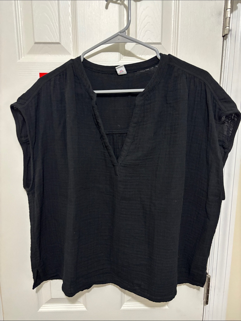 Old Navy Cotton Gauze  V-Neck Tunic Top Black Large